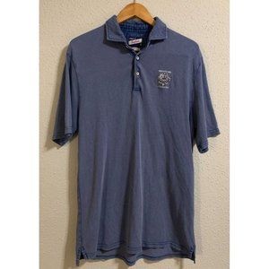 JOHNNIE-O Polo Golf Shirt Men Size Large Blue Embroidered Whistling‎ Straits